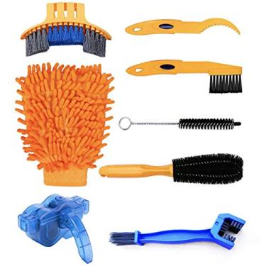 Imagem de Conjunto de ferramentas de limpeza de bicicleta Mew 8 peças, faça corrente/tirante/pneu/rodagem/canto limpeza de sujeira de manchas, kit de acessórios de lavagem, adequado para montanhas,