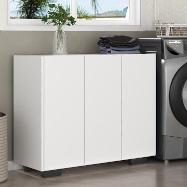 Imagem de Armário Lavanderia com 3 Portas 90 cm Multimóveis MP5034 Branco/Preto