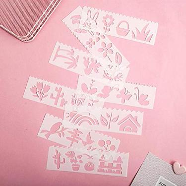 Imagem de Wemay Multi-funcional Desenho Stencils Linhas retas e onduladas Réguas Oco Out Design Modelos PP Reutilizáveis para crianças Estudantes DIY Pintura Artesanato Scrapbooking Jornal Álbum de fotos Álbum
