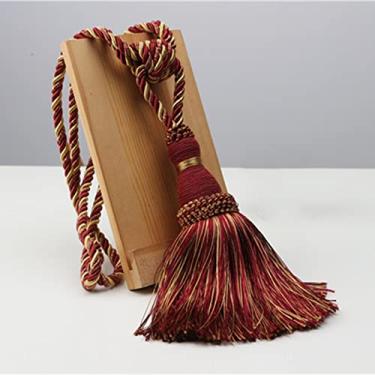 Imagem de 1 peça prendedores de cortina de borla decoração para casa suportes de cortina feitos à mão clipes bolas penduradas acessórios de cortina prendedores de cortina, vermelho, 1 peça