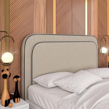Imagem de Cabeceira Estofada Para Cama Queen Miami Linho Bege - M. Arapongas