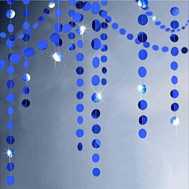 Imagem de Bling Royal Blue Circle Dots Garland Papel Pendurado Polk Dot Streamer Decoração de Festa Banner Pano de Fundo para Aniversário/Casamento/Chá de Bebê/Formatura/Artigos de Festa de Chá de Noiva