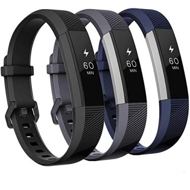 Imagem de GEAK Pulseira esportiva compatível com Fitbit Alta e Fitbit Alta HR, acessórios clássicos macios compatíveis com Fitbit Alta HR/Fitbit Ace, preto, cinza, azul marinho, pequena