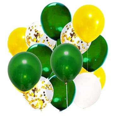 Imagem de Decorações de festa de formatura 2022 balões amarelos e verdes/decorações de festa de ouro amarelo verde e amarelo/decorações de aniversário douradas confetes balões de 20 peças para formatura verde e amarelo 2022