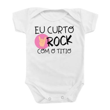 Imagem de Body Roupa De Bebê Rosa Música Curto Rock Com Titio Presente - Use Jun