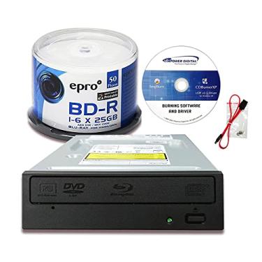 Imagem de Vinpower Digital Pioneer BDR-212V 16X Blu-ray DVD CD Burner Drive Pacote com 6X 25GB AZO LTH BD-R 50 Discos + Software + Cabo + Parafusos de Montagem