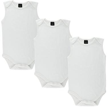 Imagem de Macacão de algodão para bebês branco pacote com 3 da Little Pipers (12 a 18 meses, branco sem mangas)