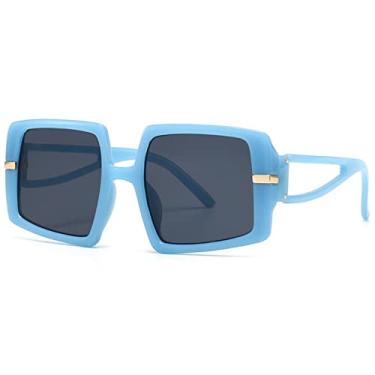 Imagem de Óculos de sol femininos quadrados na moda moda grandes grandes pretos brancos com braços recortados óculos de sol uv400 tons, azul preto, tamanho único