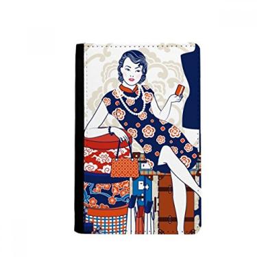 Imagem de Porta-passaporte de beleza branca da cultura chinesa Notecase Burse capa carteira porta-cartão, Multicolor