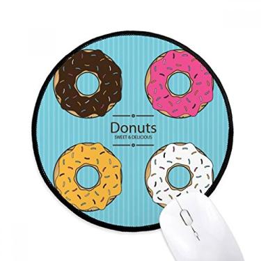 Imagem de DIYthinker Mouse pad de quatro cores rosquinha sobremesa doce comida mesa escritório tapete redondo para computador