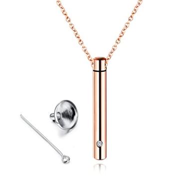 Imagem de KELATI Colar de aço de titânio com urna para comemorar parentes, pingente criativo de frasco de perfume de aço inoxidável aberto com acessório de funil - ouro rosa