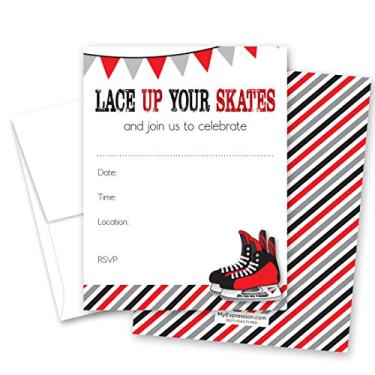 Imagem de MyExpression.com 24 Hockey Skates Fill in Convites