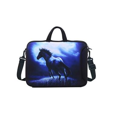 Imagem de YIDA – Capa de ombro e bolsa de tablet para laptop de 10 polegadas para a maioria dos iPad/notebook/eBook/leitores de 25 cm 25,4 cm 25,4 cm 25,4 cm, Blue Horse, 9.7Inch/10Inch/10.1Inch/10.2Inch