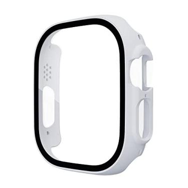 Imagem de HAODEE Capa de vidro para Apple Watch case 49mm Acessórios Protetor de tela de PC All-Around Capa temperada Apple Watch Ultra case (Cor: Branco, Tamanho: Ultra 49mm)