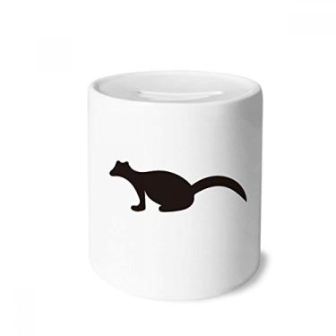 Imagem de DIYthinker Caixa de cerâmica preta com retrato de animal polecata porta-moedas presente de cofrinho