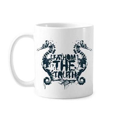 Imagem de Caneca verde hipocampo com padrão de vida marinha cerâmica xícara de porcelana café louça