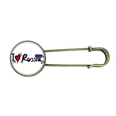 Imagem de I Love Russia Bandeira de Palavra Coração Retrô Metal Broche Clipe Joia