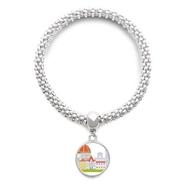 Imagem de DIYthinker Pulseira de prata com pingente redondo e estampa nacional da Itália Florence