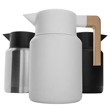 Imagem de Grande jarra térmica de café – aço inoxidável, panelas térmicas de parede dupla para café e chás da Hastings Collective – Branca, jarras a vácuo com infusor e coador de chá removível | 127 ml