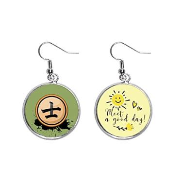 Imagem de Brinco de xadrez chinês preto estilo Bodyguard com orelha e flor de sol