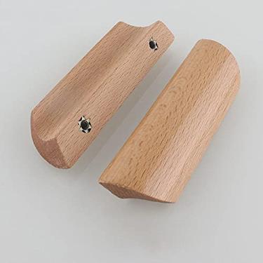 Imagem de 2 unidades/lote Armário de cozinha Móveis Armários Alças de madeira maciça natural Maçanetas e puxadores de porta da gaveta da penteadeira, 64 mm