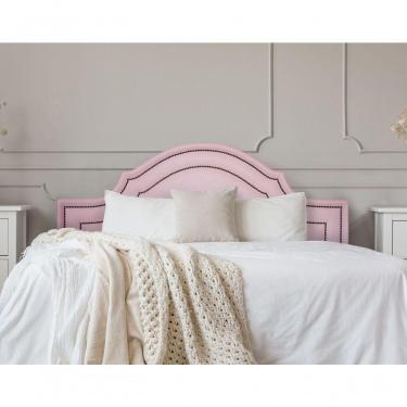 Imagem de Cabeceira Casal Luxo 140x60 Courino Rosa Tachas Fumê