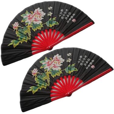 Imagem de (Preto) - Ventilador de Kungfu Taichi Kungfu Chines Bamboo ZooBoo Artes Marciais Esportes Ventilador de mao dobravel 33 cm