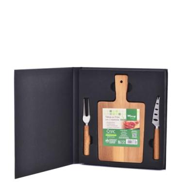 Imagem de TABUA DE FRIOS C/FACAS P/QUEIJO EKOS 20X12,5 BAMBU 3PCS