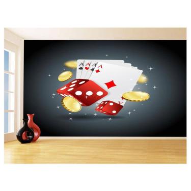 Imagem de Papel De Parede 3D Salão De Jogos Cartas Poker 3,5M Jcs101