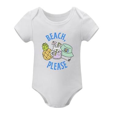 Imagem de SHUYINICE Macacão infantil engraçado para meninos e meninas macacão premium recém-nascido macacão praia por favor bebê, Branco, 6-9 Months
