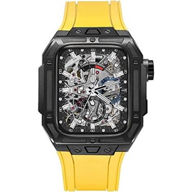 Imagem de BUDAY Kit de Retrofit de Caixa de Aço Inoxidável 316L Fluororubber Pulseira de Relógio, Para Apple Watch Band Series 7 45mm 44mm, Capa de Metal de Proteção Tática para Homens Kit Mod de Relógio (Cor: