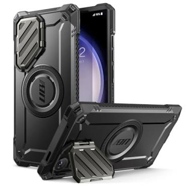 Imagem de Capa SUPCASE UBMag XT para Samsung Galaxy S24 Ultra com capa de câmera, [compatível com carga sem fio] Capa robusta para serviços pesados com suporte integrado (Preto)