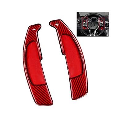 Imagem de HIBEYO Extensões de câmbio de volante para Mercedes Benz AMG 2014 A45 CLA45 C63 S63 CLS63 GLA45 GLE63 GLS63 Extensão de câmbio de fibra de carbono - vermelho carbono