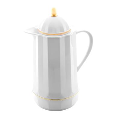 Imagem de LYOR Garrafa Térmica de Plástico Genova Branca 1L - Utensílios de Cozinha - Mesa Posta - Decoração - Itens Para Casa -Perfeita Para Café e Chá-Mantém a Temperatura de Bebidas Quentes e Geladas