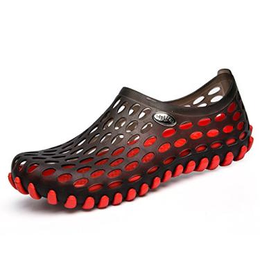 Imagem de Sandálias masculinas respiráveis fashion sapatos caverna, Benrenshangmao (cor: preto vermelho, tamanho: 36)