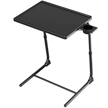 Imagem de Allpop - Bandeja de TV para Comer, Mesa Dobrável Ajustável com 6 Alturas e 3 Ângulos de Inclinação, Suporte de Copo, Preta
