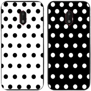 Imagem de 2 peças preto branco bolinhas impressas TPU gel silicone capa de telefone traseira para Nokia todas as séries (Nokia C1 Plus)