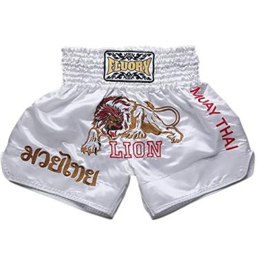 Imagem de Shorts de combate tailandês Muay da FLUORY, shorts de treinamento MMA para artes marciais, luta, luta, artes marciais, kickboxing, roupas, Mtsf01bai, Small