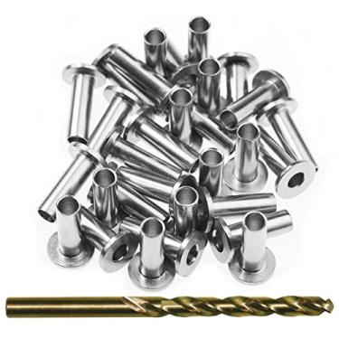 Imagem de Mangas protetoras para trilho de cabo de arame de 1/8", postes de madeira, balastro faça-você-mesmo - aço inoxidável T316 Grau marítimo