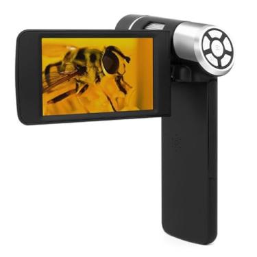 Imagem de HYZHANHONG Microscópio digital portátil, microscópio de bolso portátil com tela de 4 polegadas para crianças e adultos, preto, microscópio de vídeo eletrônico, microscópio de moedas USB