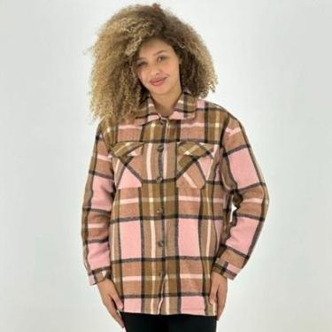 Imagem de Camisa Mosaico Oversized Flanela Xadrez Feminina-Feminino
