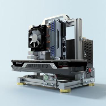 Imagem de Chassi de PC de estrutura aberta DIY, capa de computador de alumínio, suporta placa-mãe ITX, excelente resfriamento, suporte tipo C