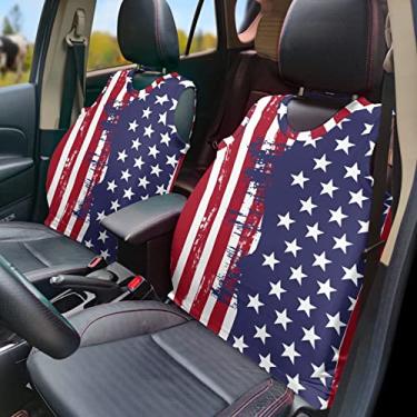 Imagem de GOSTONG Colete de capa de assento de carro com estampa de bandeira dos EUA para mulheres, acessórios de moda decoração universal se ajusta à maioria dos carros SUV Van