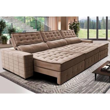 Imagem de Sofá Retrátil E Reclinável 4,15M Cama Inbox Big Puffer Com Softgel D40 Velupluma Castor