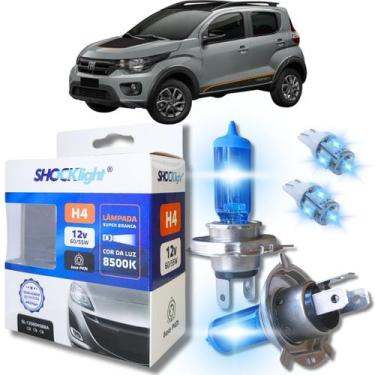 Imagem de Kit par lâmpadas super branca conector h4 8500k shocklight + par leds 