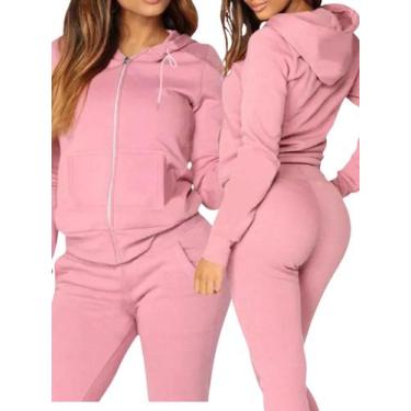 Imagem de Conjunto  Moletom  Feminino Agasalho Blusa de frio Calça inverno  - Gi