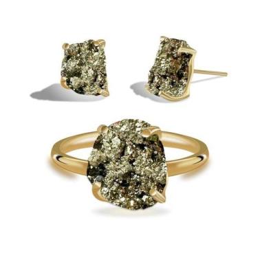 Imagem de Conjunto de Pirita - Cristal Natural, Prata 925