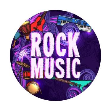Imagem de Painel de Tecido Sublimado Redondo Rock Musica Instrumento Poster Band