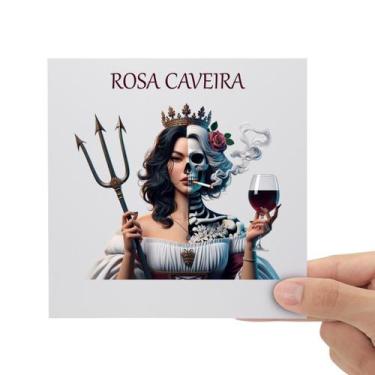 Imagem de Adesivo Rosa Caveira DTF UV Envernizado Prova D'água Sticker - Balaio 
