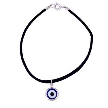 Imagem de Pulseira camurça Amuleto Olho Grego 10mm - Sunshine Cristais, Prateado